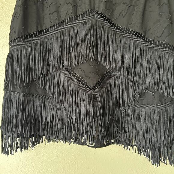 HD In Paris Black Fringe Tank Top US Size 4 - Picture 4 of 9